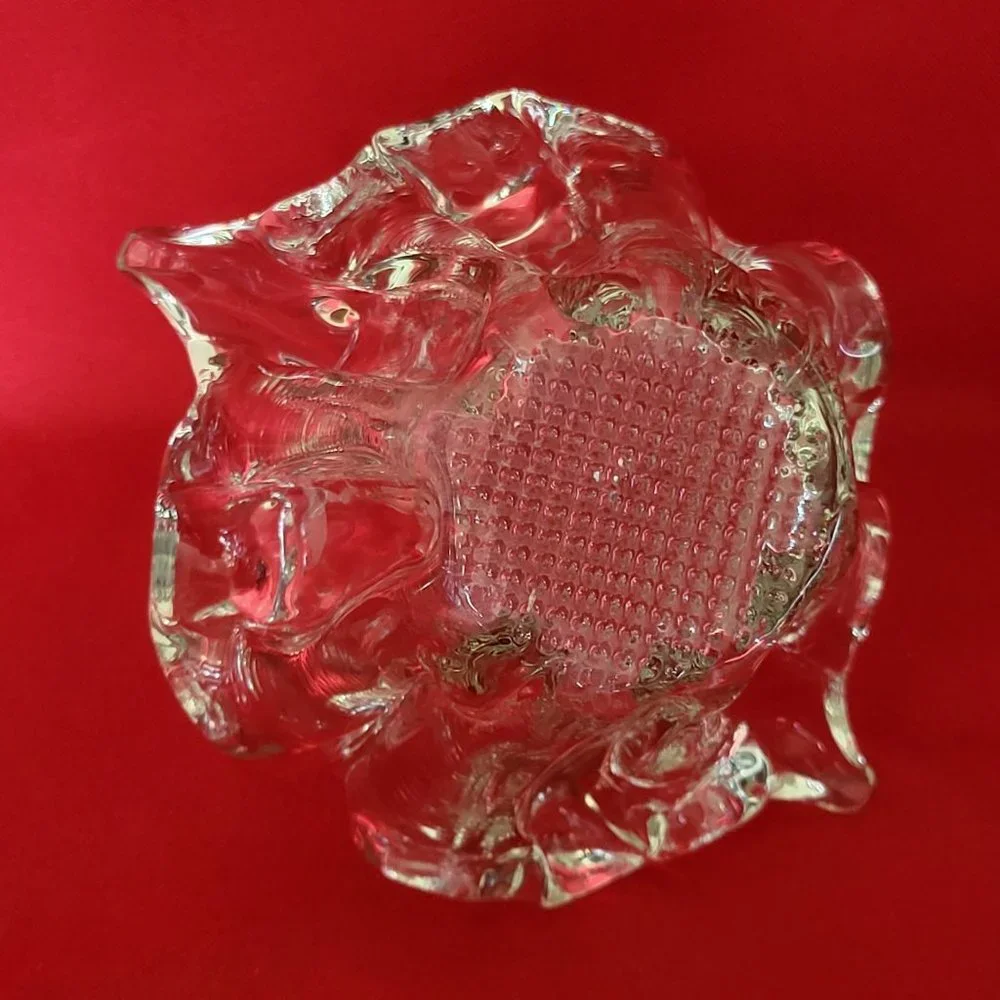 VTG Clear Art Glass Basket Trinket Bowl Candy Dish